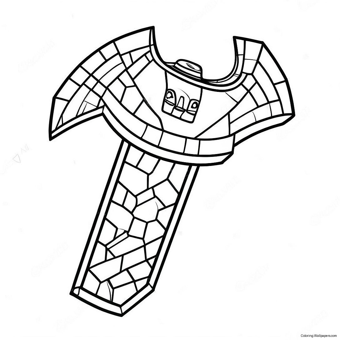 Colorful Minecraft Pickaxe Coloring Page 16900