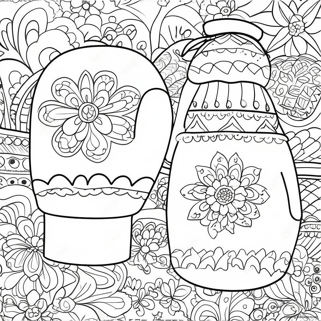 Colorful Mitten Patterns Coloring Page 34301