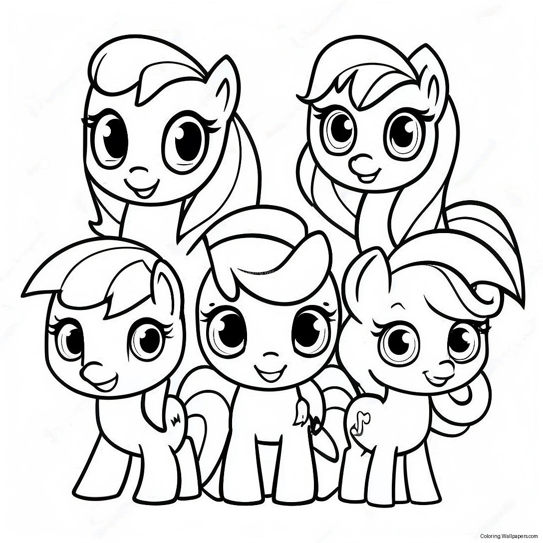 Colorful My Little Pony Cutie Mark Crew Characters Coloring Page 48025