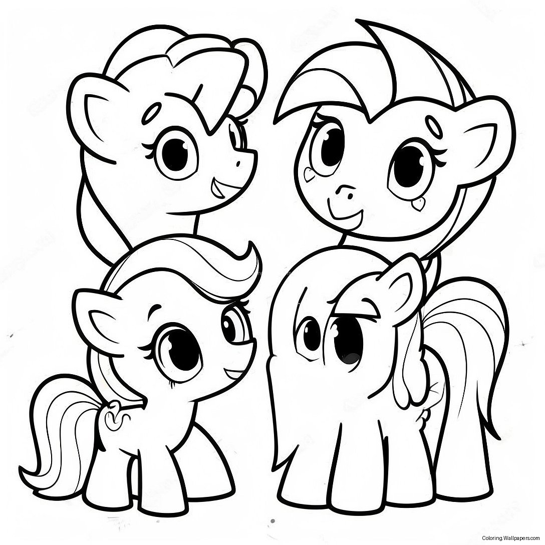 Colorful My Little Pony Cutie Mark Crew Characters Coloring Page 48026