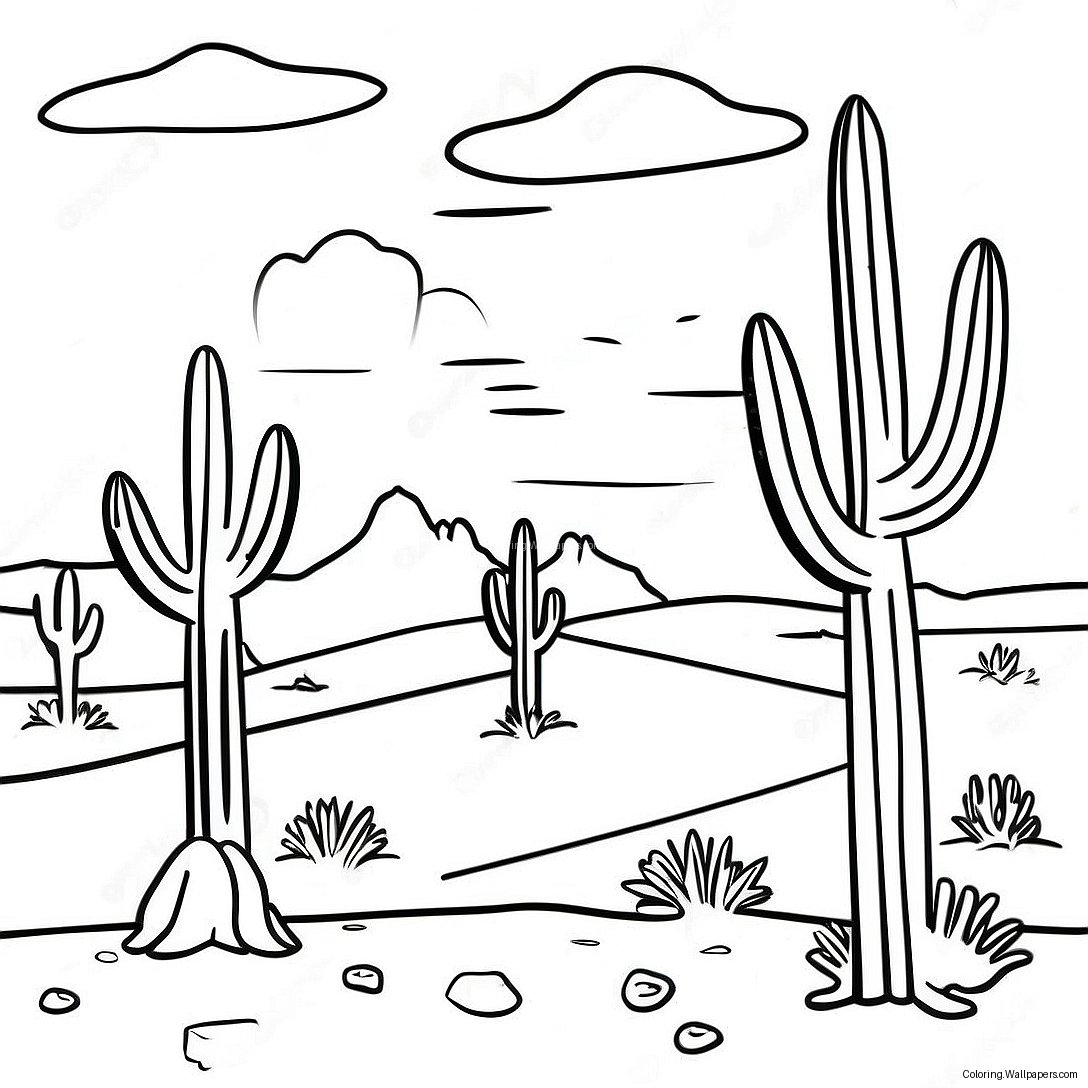 Colorful New Mexico Desert Landscape Coloring Page 24645