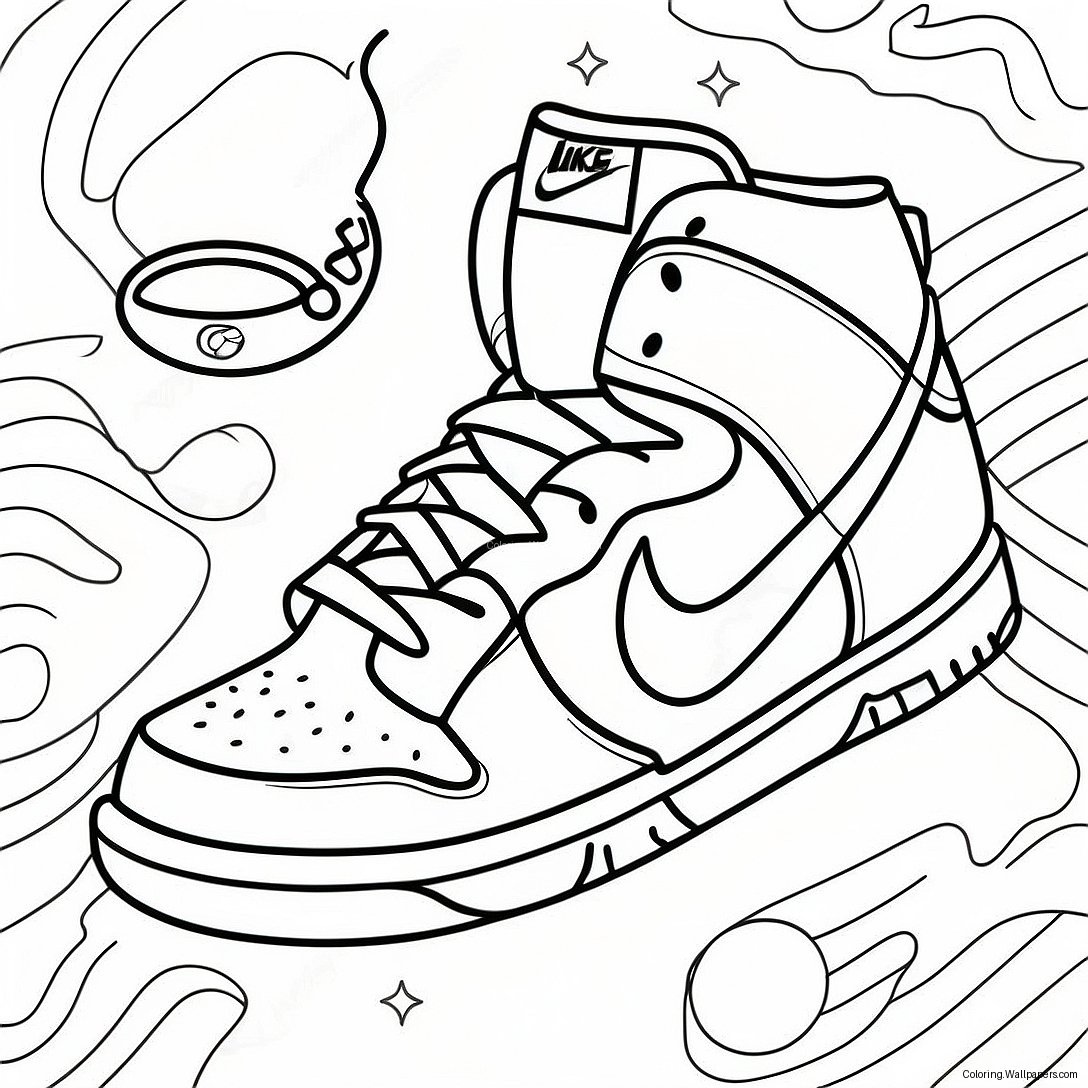 Colorful Nike Dunks Sneakers Coloring Page 20033