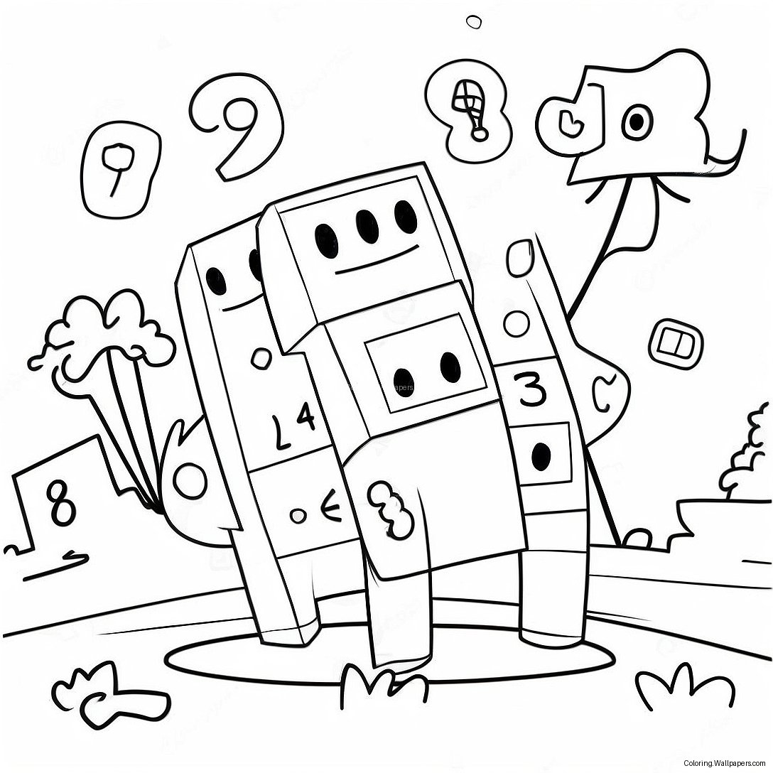 Colorful Numberblocks 8 In A Fun Scene Coloring Page 52754