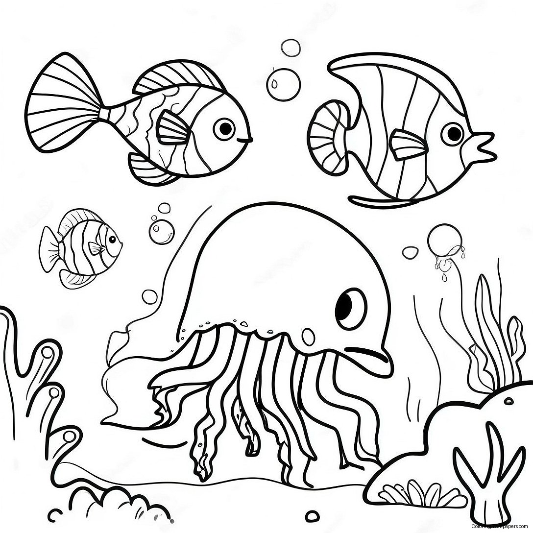 Página Para Colorir De Habitat Colorido Do Oceano 19924