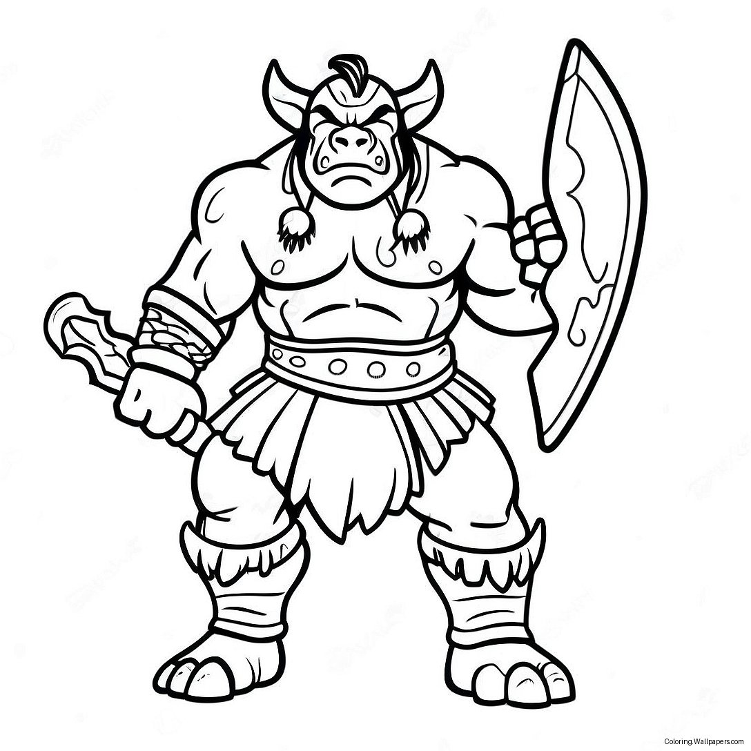 Colorful Orc Warrior Coloring Page 41360