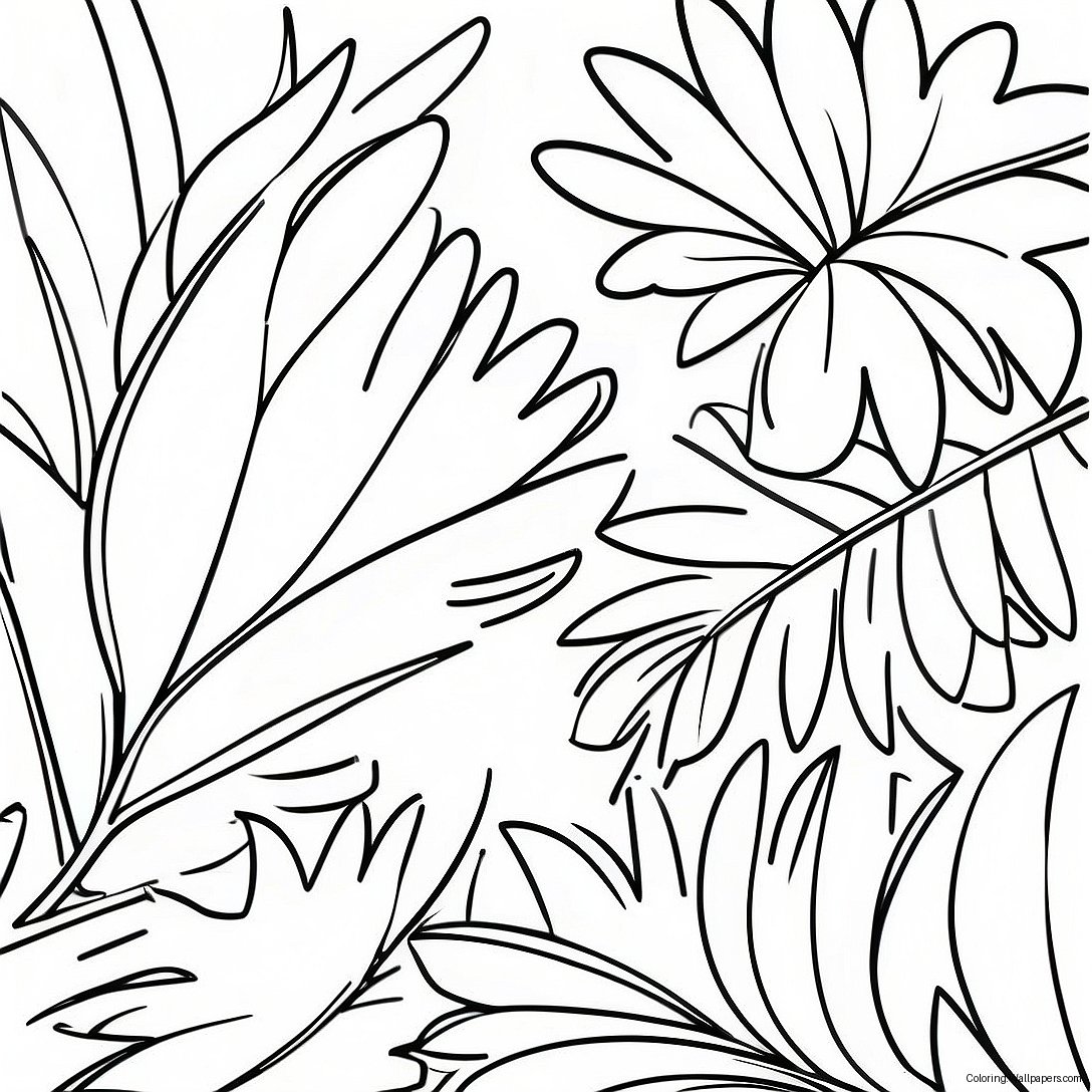 Colorful Palm Leaves Coloring Page 4459