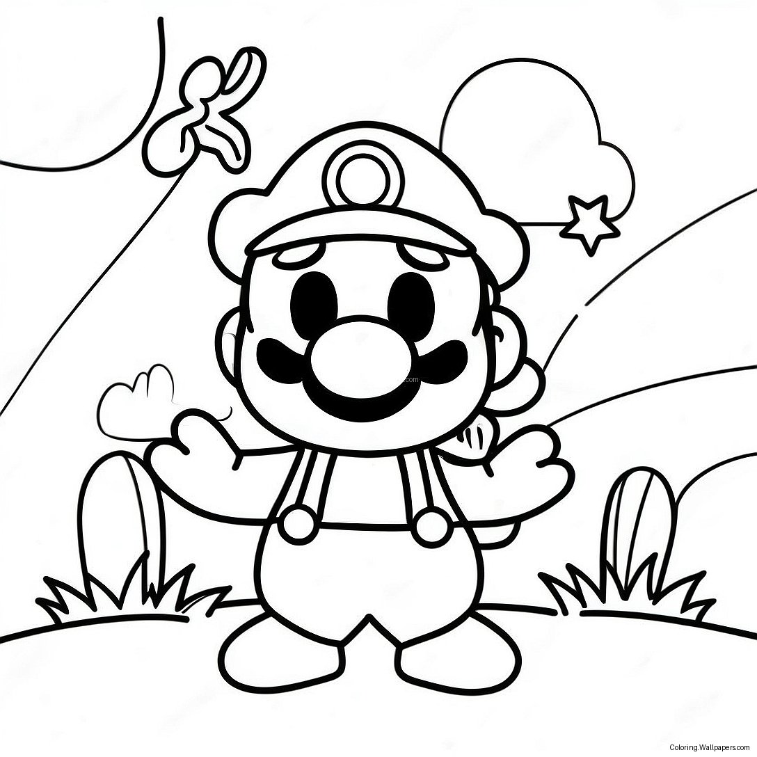 Página Para Colorir Da Aventura Colorida Do Mario De Papel 7492