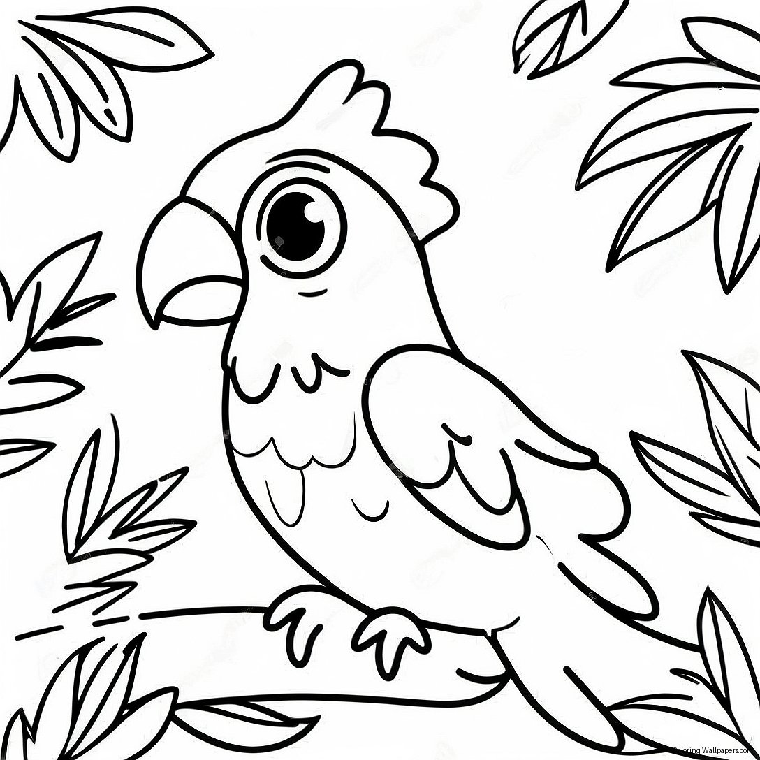 Colorful Parrot In The Jungle Coloring Page 55138