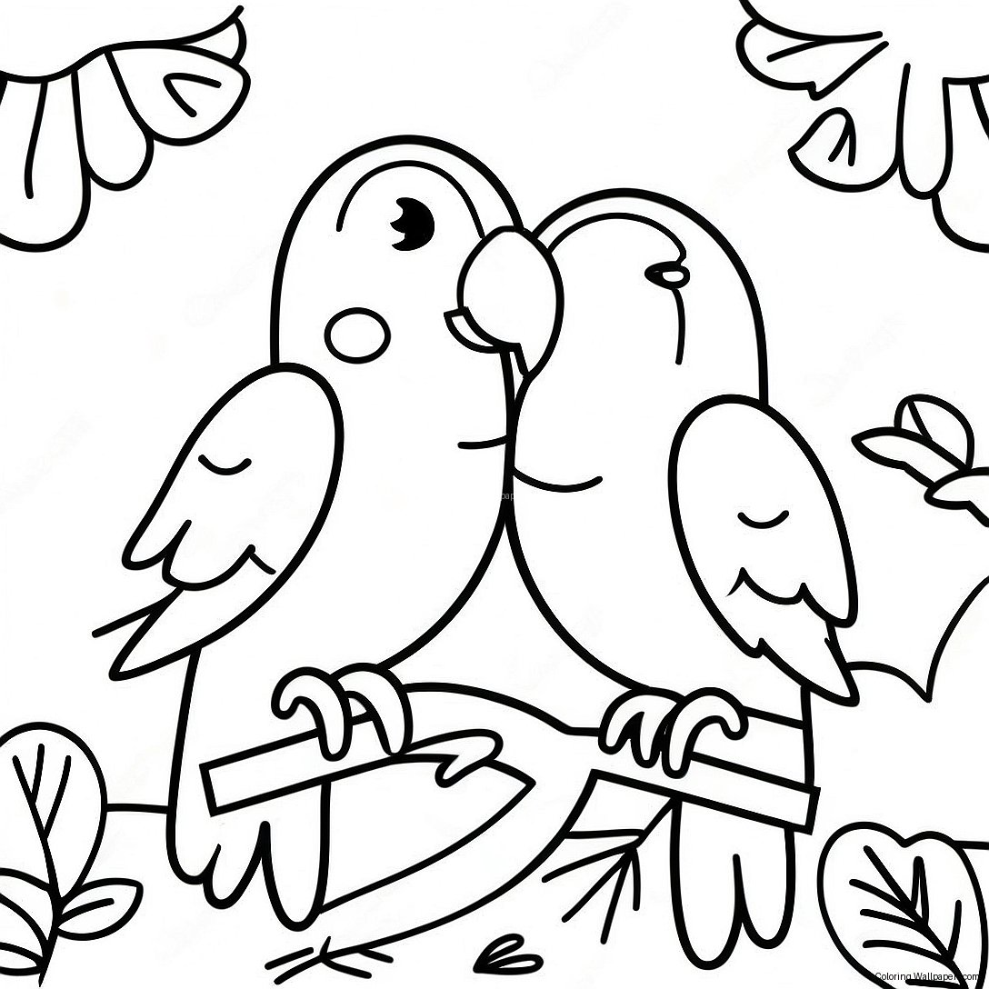 Colorful Parrots In The Rainforest Coloring Page 23607