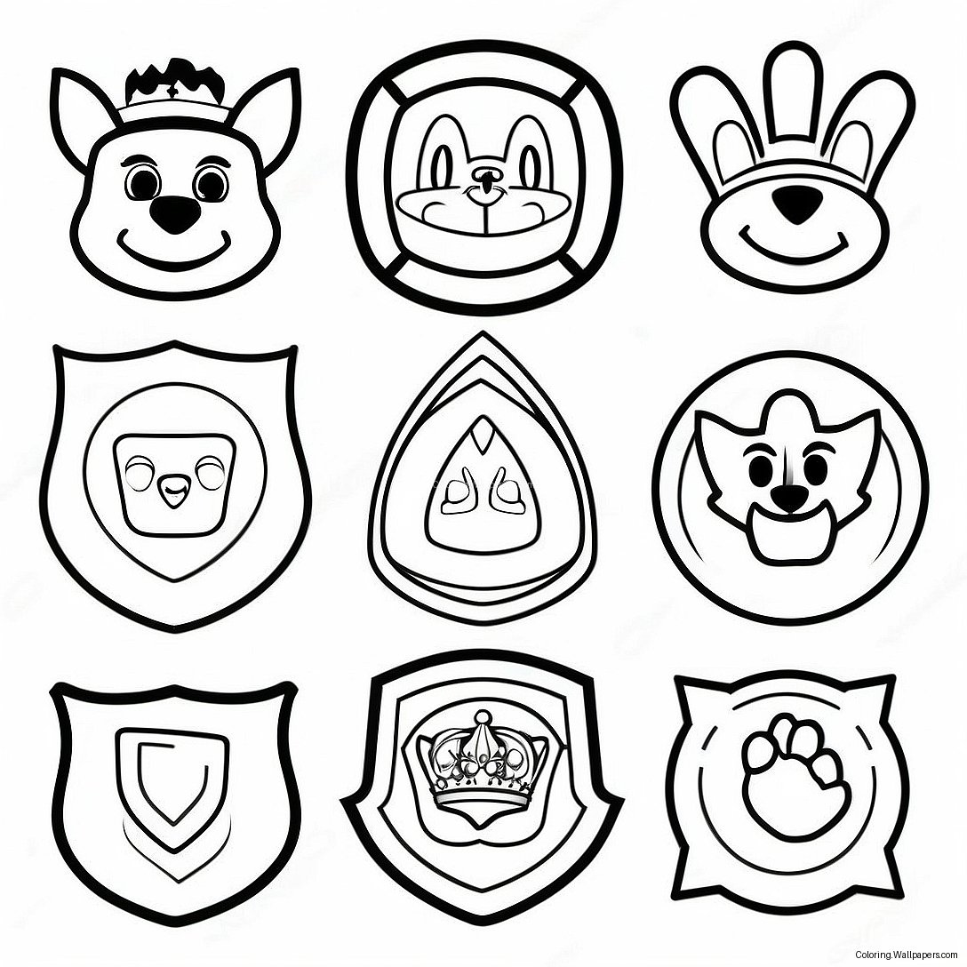 Colorful Paw Patrol Badges Coloring Page 42114