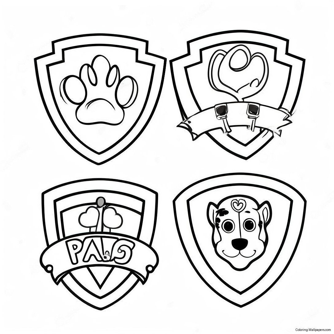 Colorful Paw Patrol Badges Coloring Page 42116