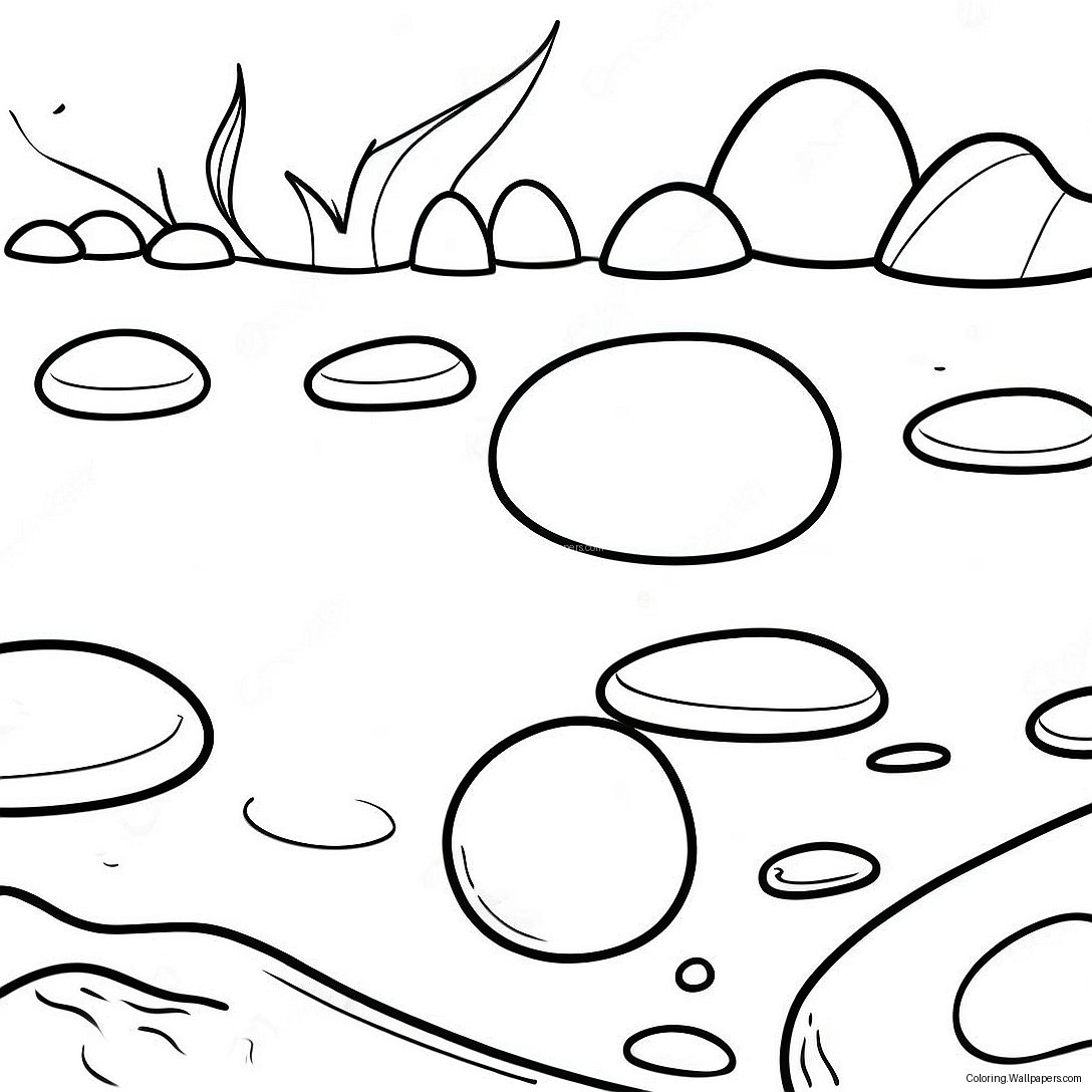 Colorful Pebbles In A Stream Coloring Page 58148