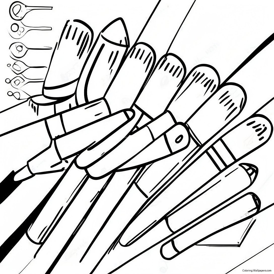 Colorful Pen Set Coloring Page 14322