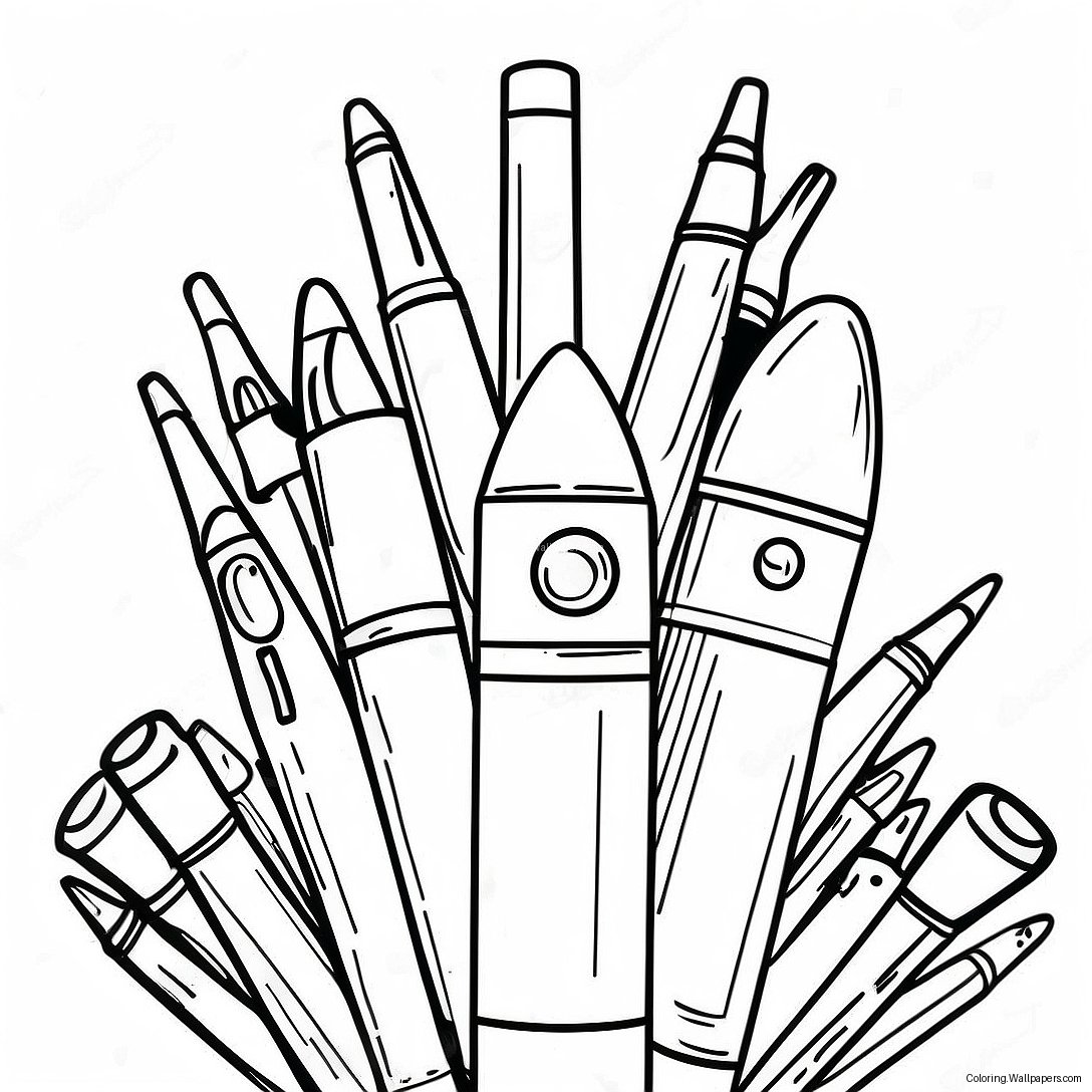 Colorful Pen Set Coloring Page 14324