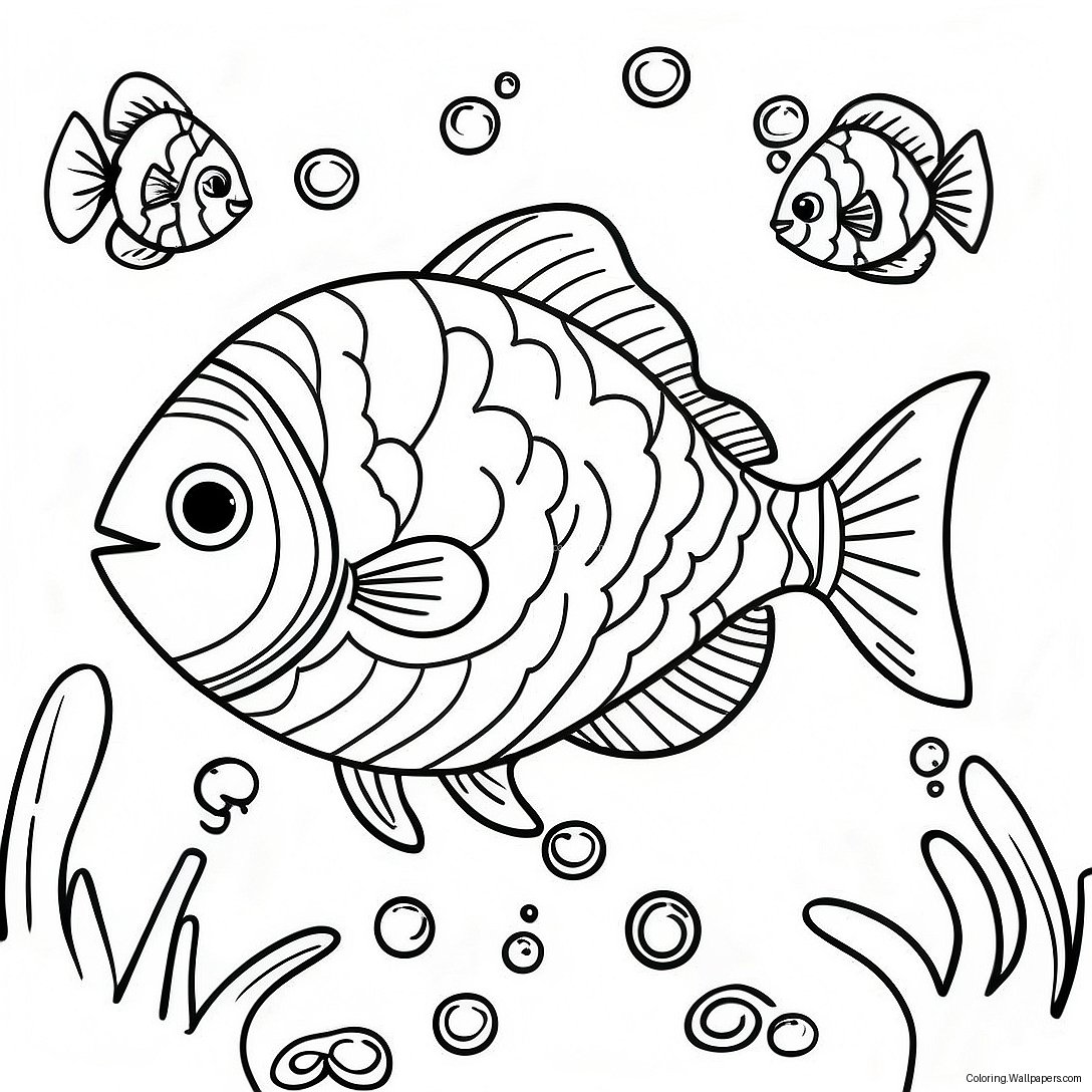 Colorful Piranha Swimming In The Ocean Coloring Page 40160