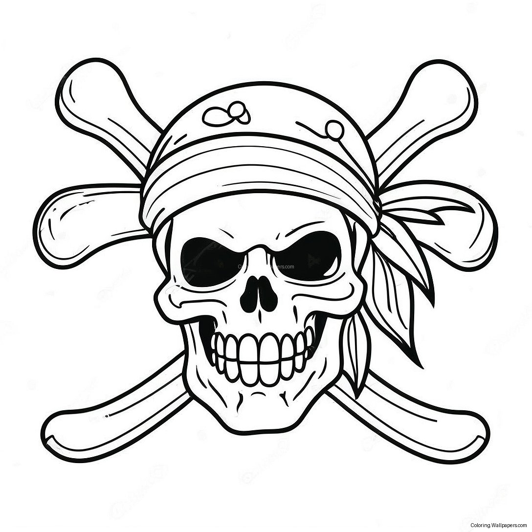 Colorful Pirate Skull Flag Coloring Page 39082