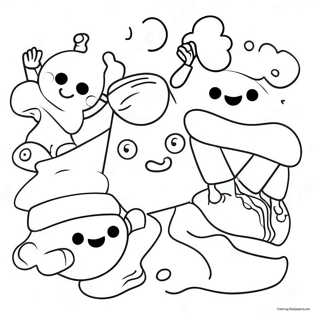 Colorful Play Doh Characters Coloring Page 23994