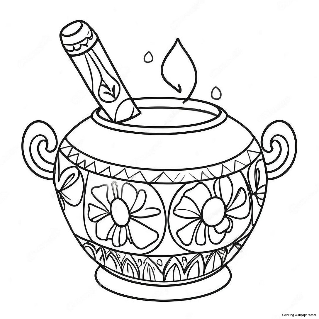 Colorful Pongal Pot Coloring Page 56049