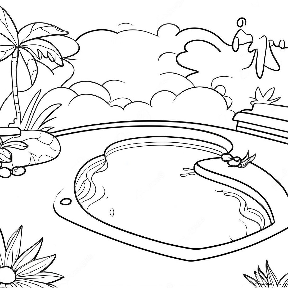 Colorful Pool Scene Coloring Page 4501