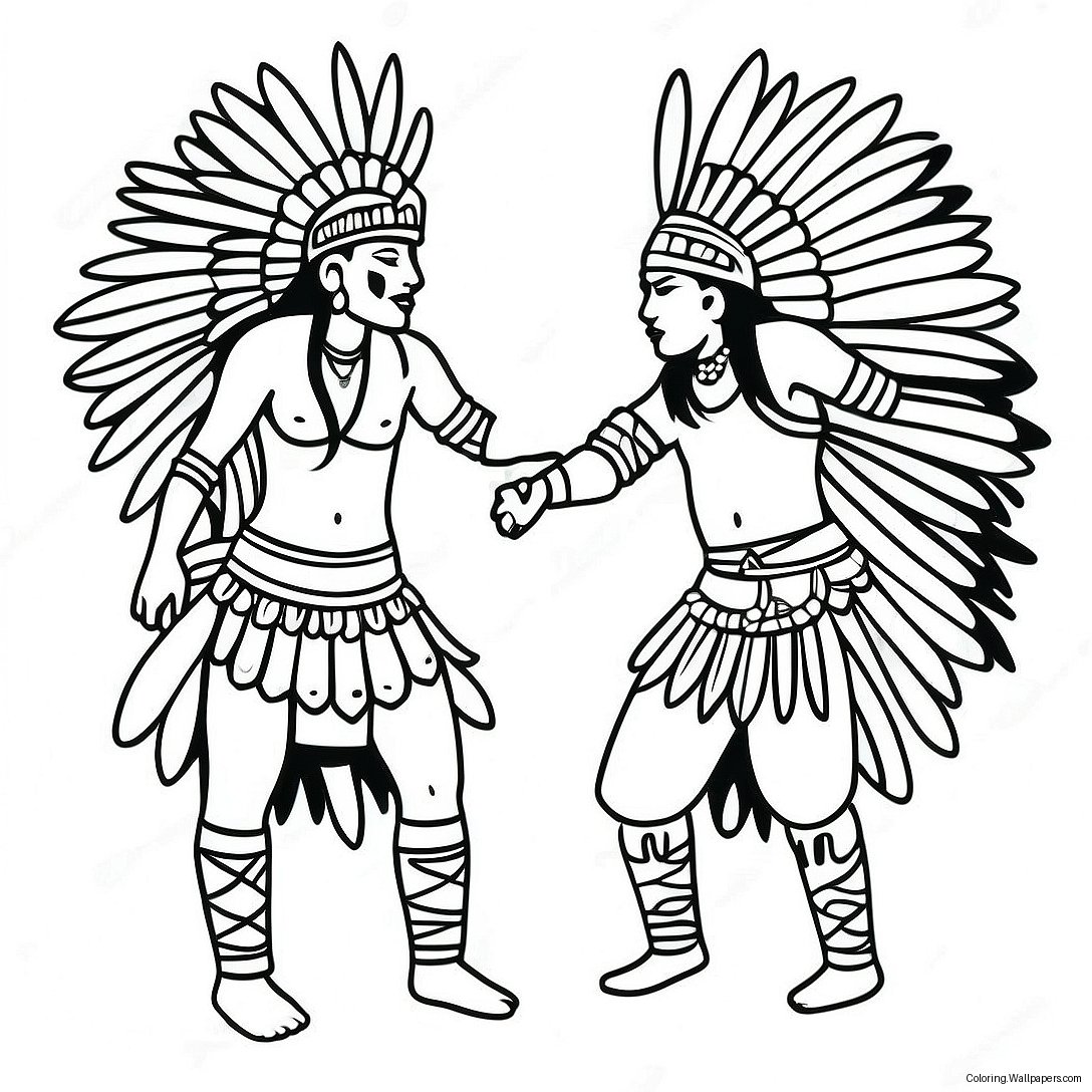 Colorful Pow Wow Dancers Coloring Page 32489