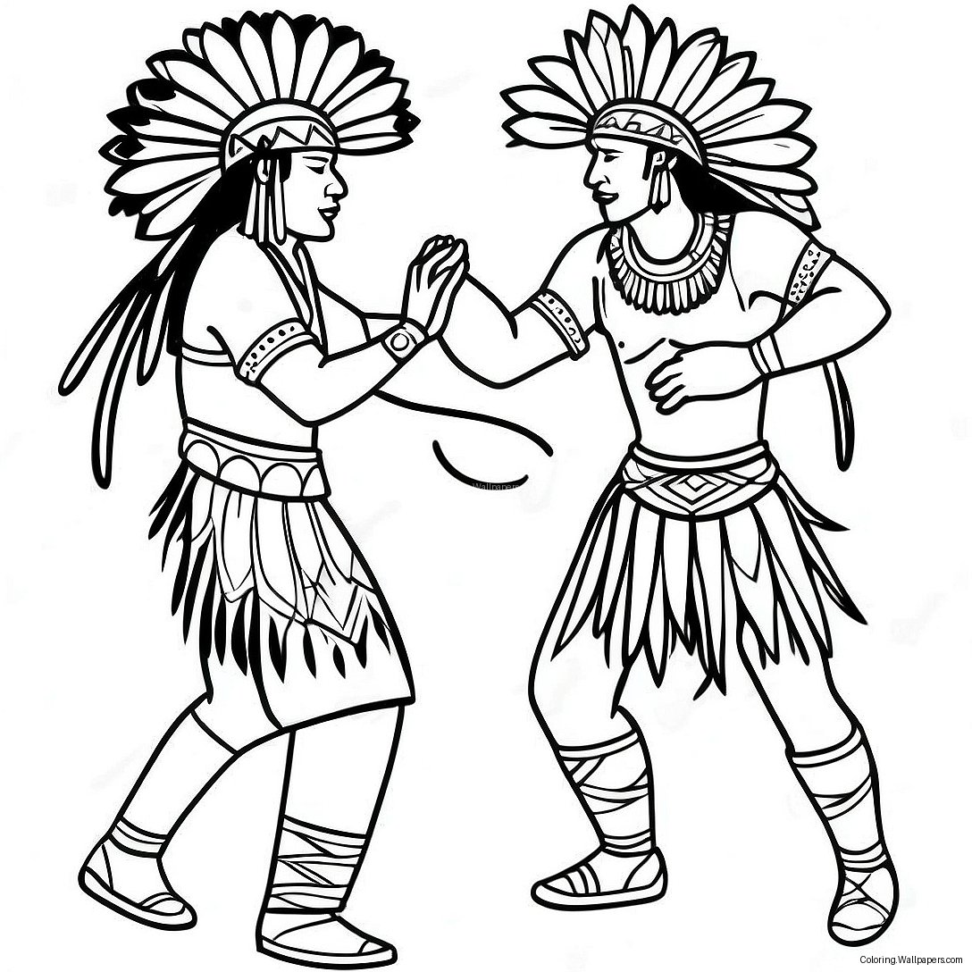 Colorful Pow Wow Dancers Coloring Page 32491