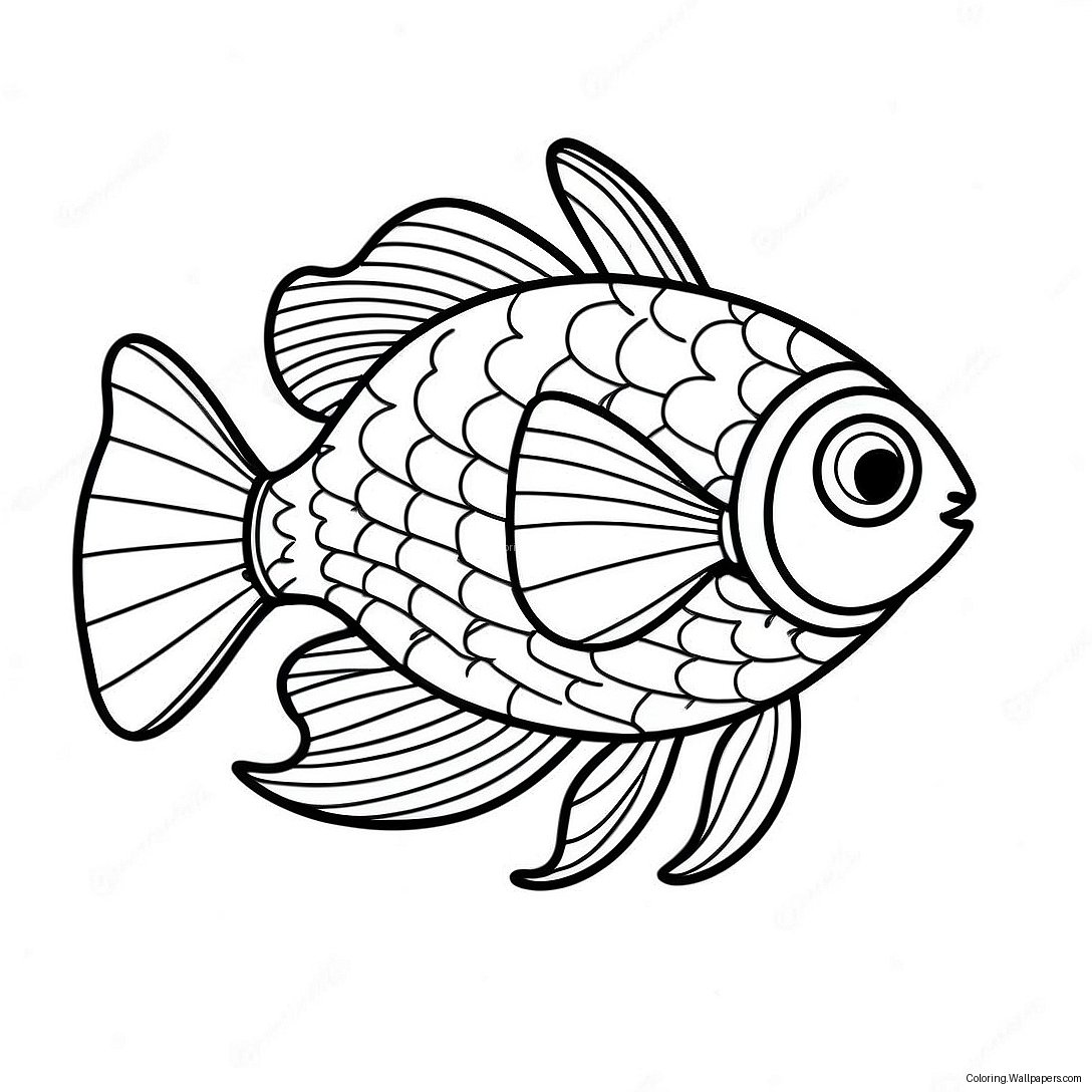 Colorful Rainbow Fish Swimming Coloring Page 13989