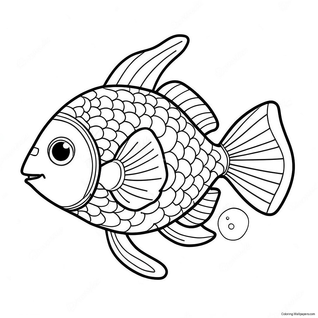 Colorful Rainbow Fish Swimming Coloring Page 13990