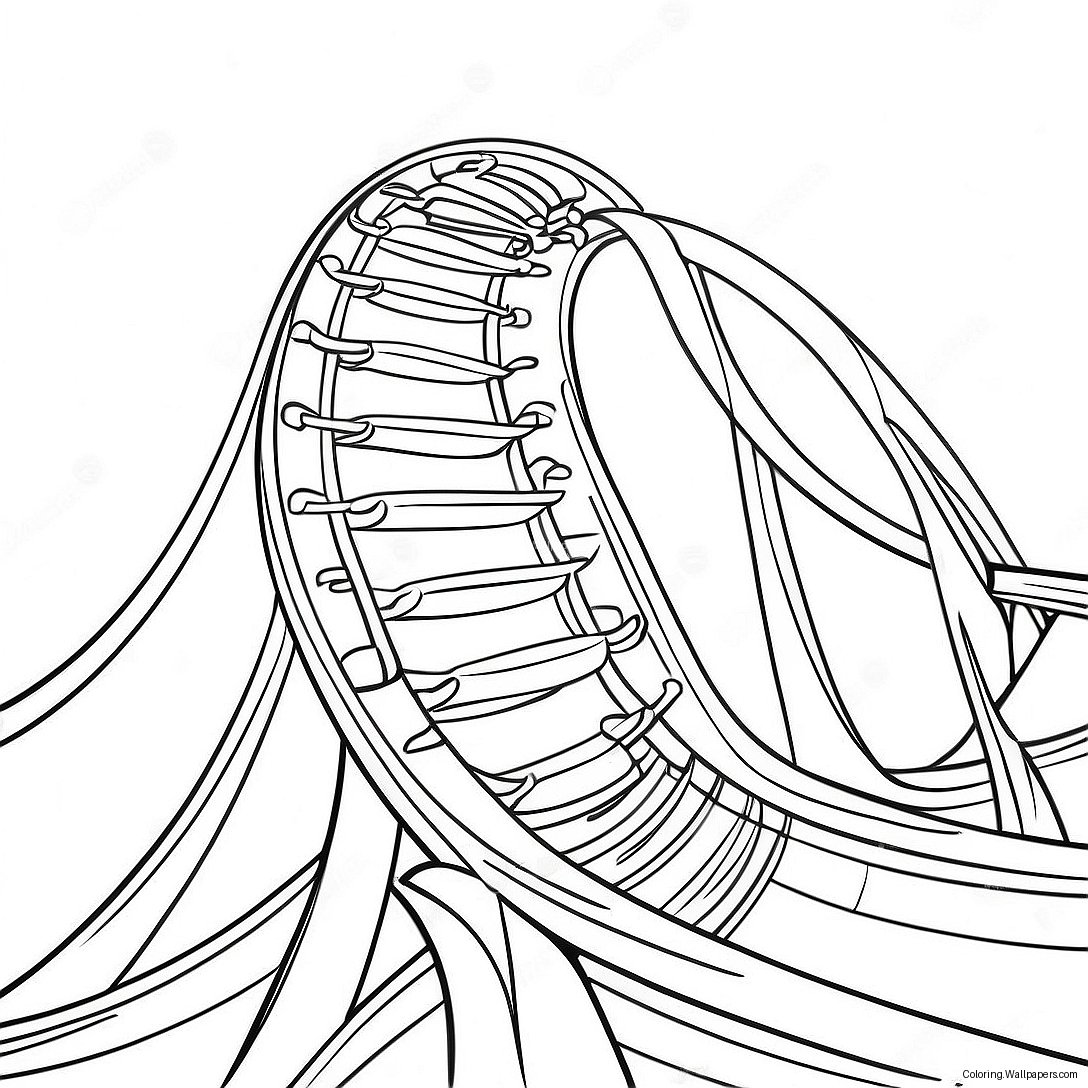 Colorful Roller Coaster In Amusement Park Coloring Page 19020