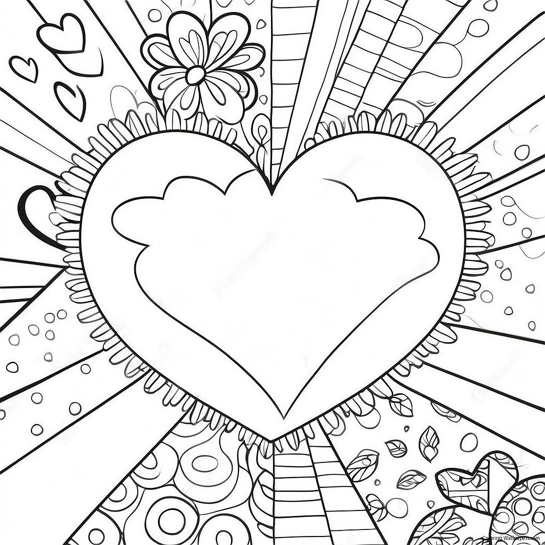 Colorful Romero Britto Heart Coloring Page 9945