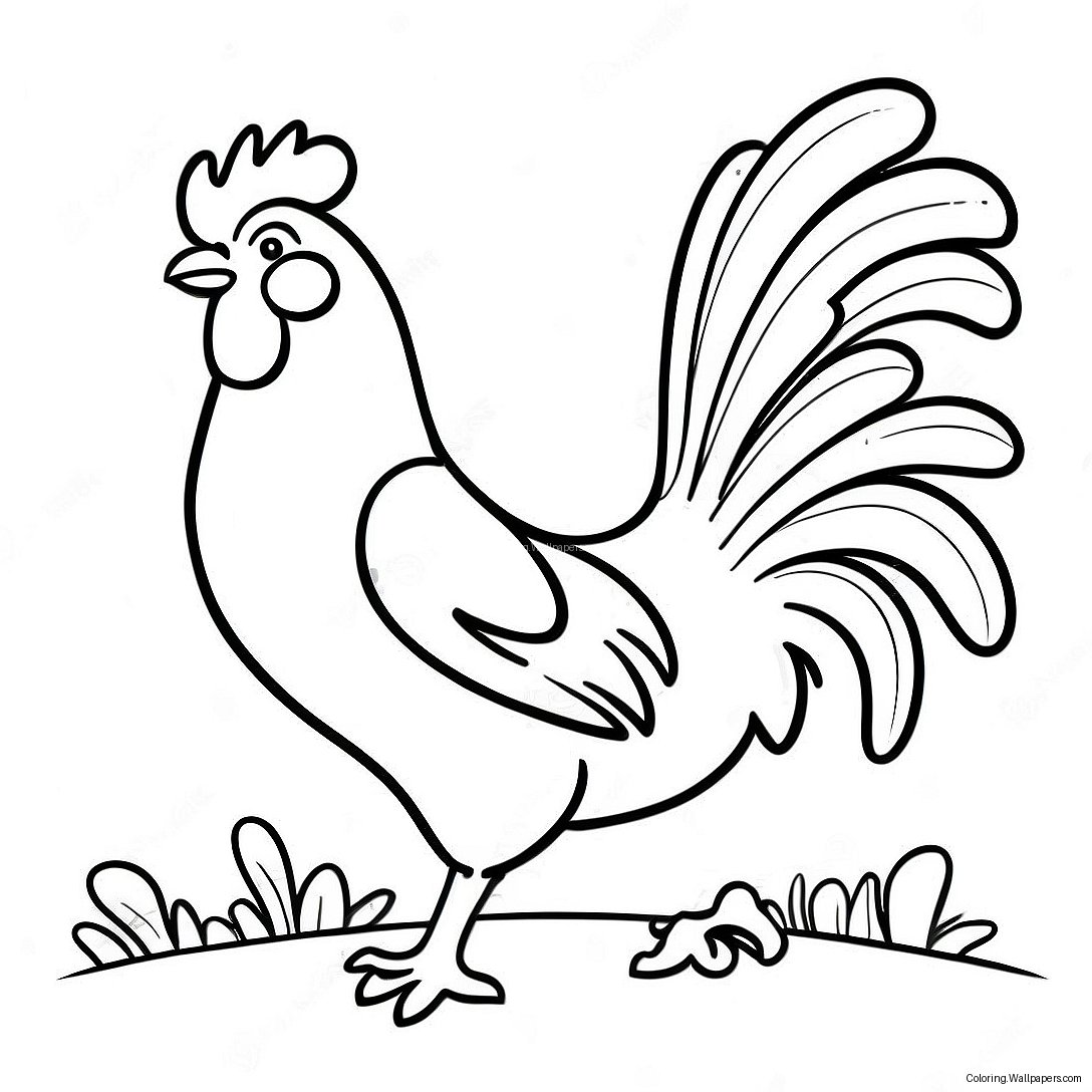 Colorful Rooster In A Farmyard Coloring Page 11657