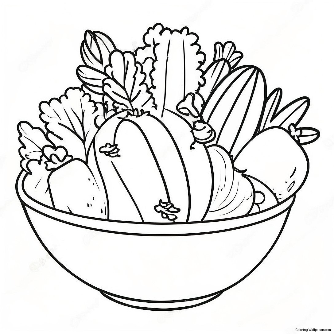 Colorful Salad Bowl Coloring Page 40352