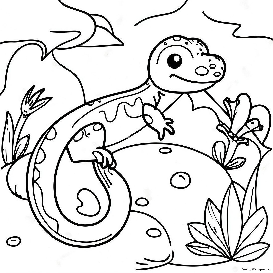 Colorful Salamander In Nature Coloring Page 24135