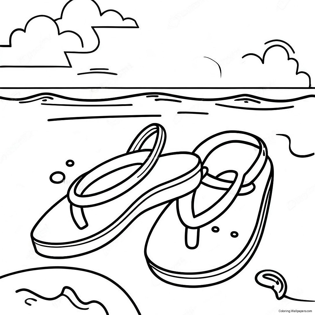 Colorful Sandals On The Beach Coloring Page 32710