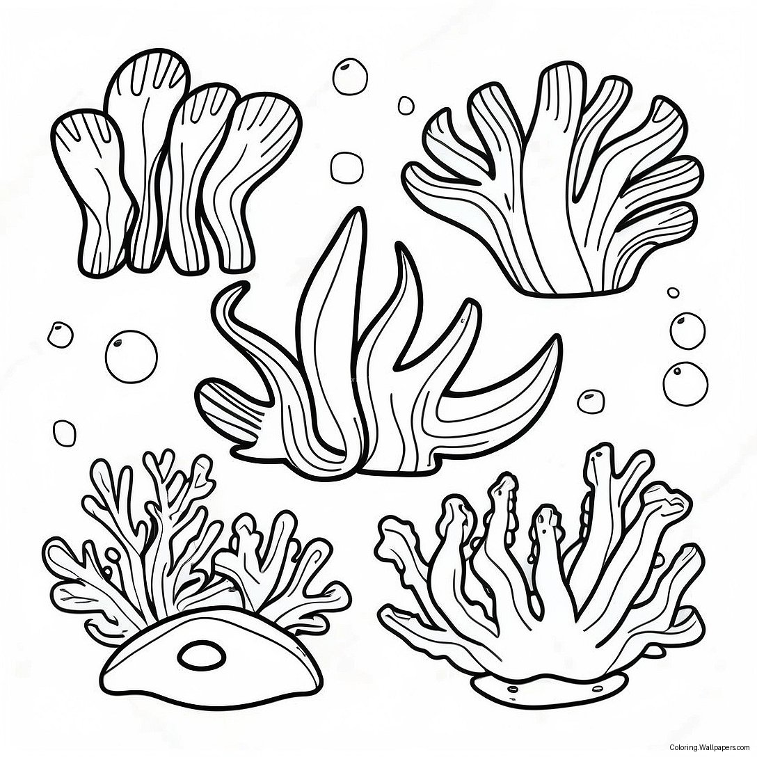 Colorful Seaweed Underwater Scene Coloring Page 19483