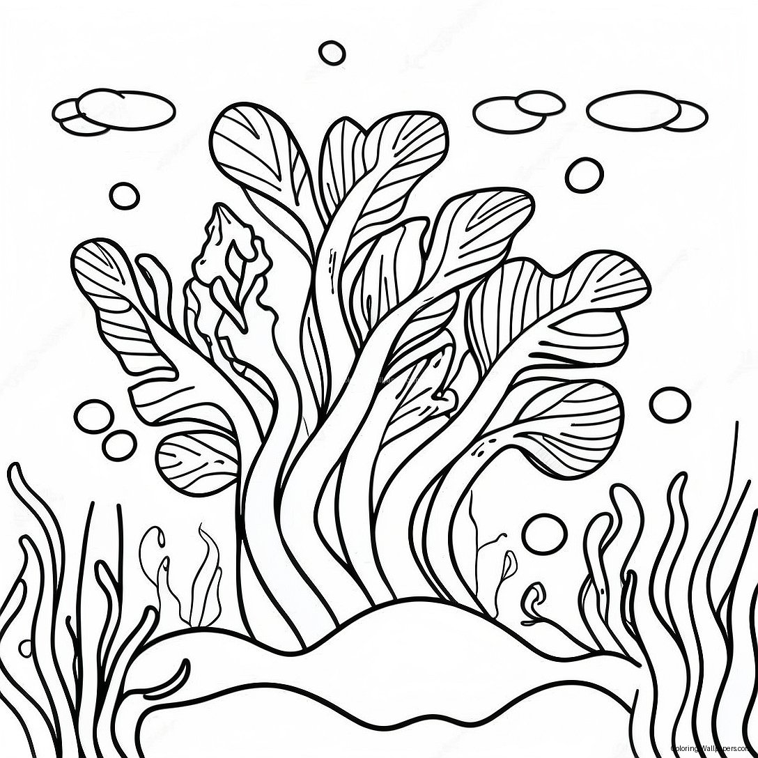 Colorful Seaweed Underwater Scene Coloring Page 19484