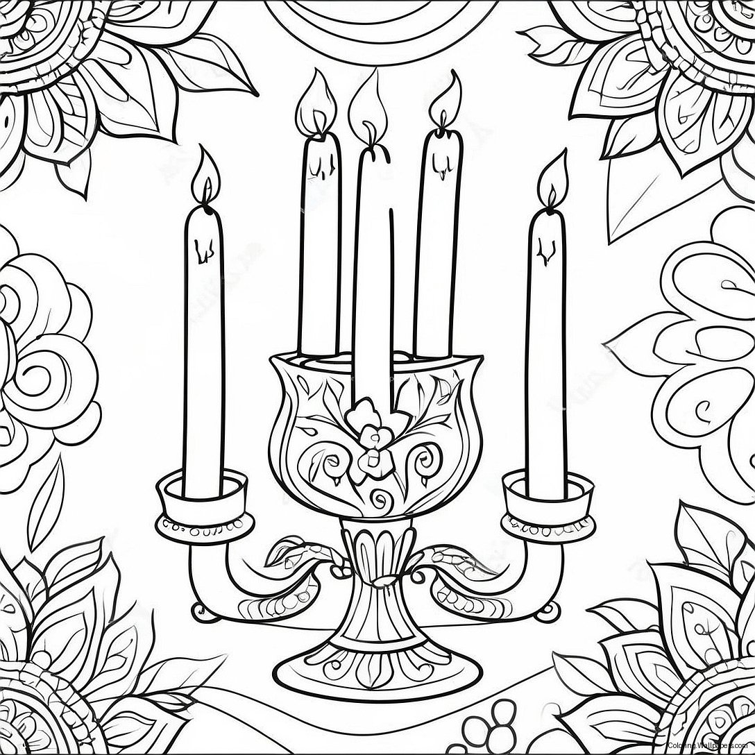 Página Para Colorir Velas De Shabat Coloridas 47947