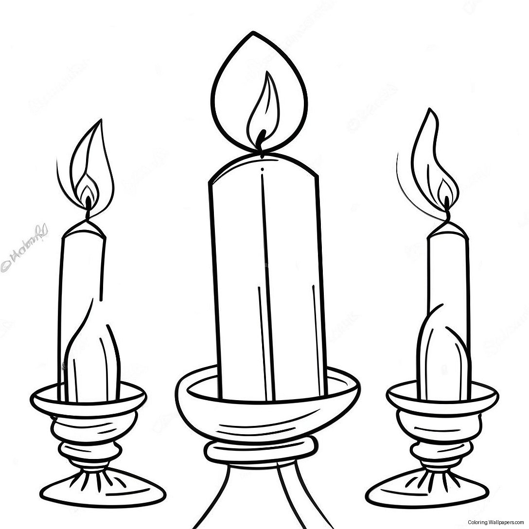 Colorful Shabbat Candles Coloring Page 47948