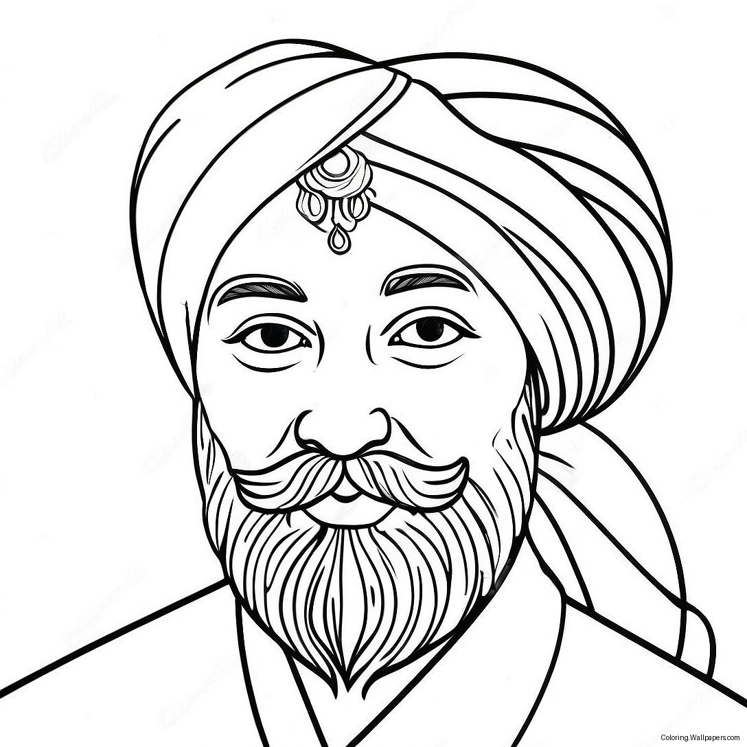 Pagina De Colorat Cu Turban Sikh Colorat 28541