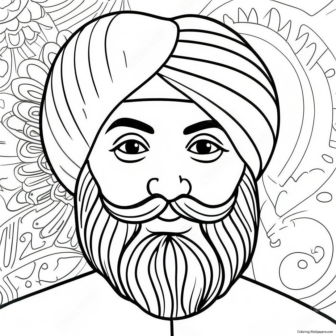 Pagina De Colorat Cu Turban Sikh Colorat 28542