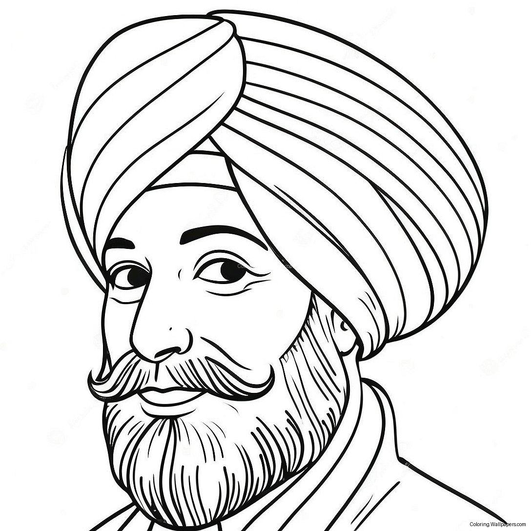 Colorful Sikh Turban Coloring Page 28543