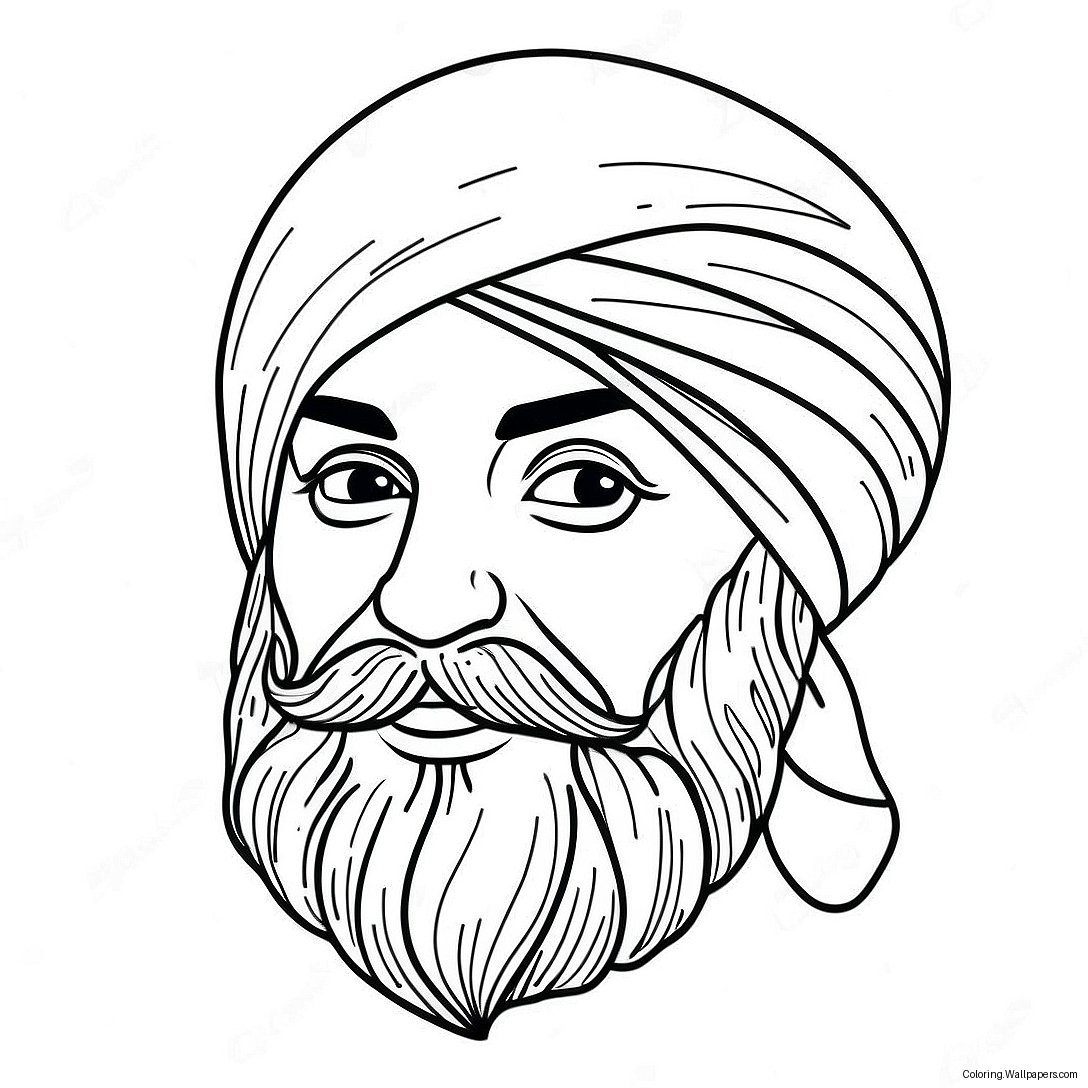 Colorful Sikh Turban Coloring Page 28544