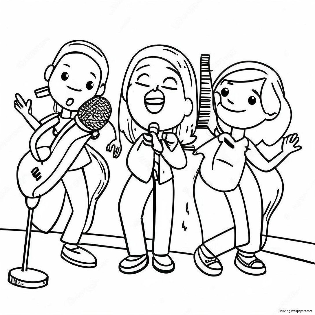 Colorful Singers In Concert Coloring Page 4013