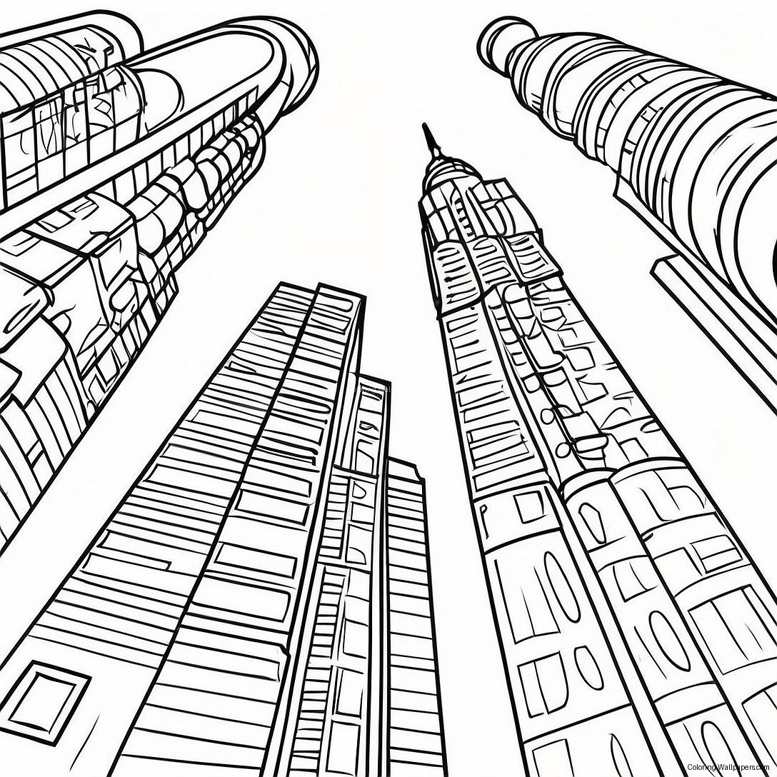 Colorful Skyscrapers Coloring Page 6992