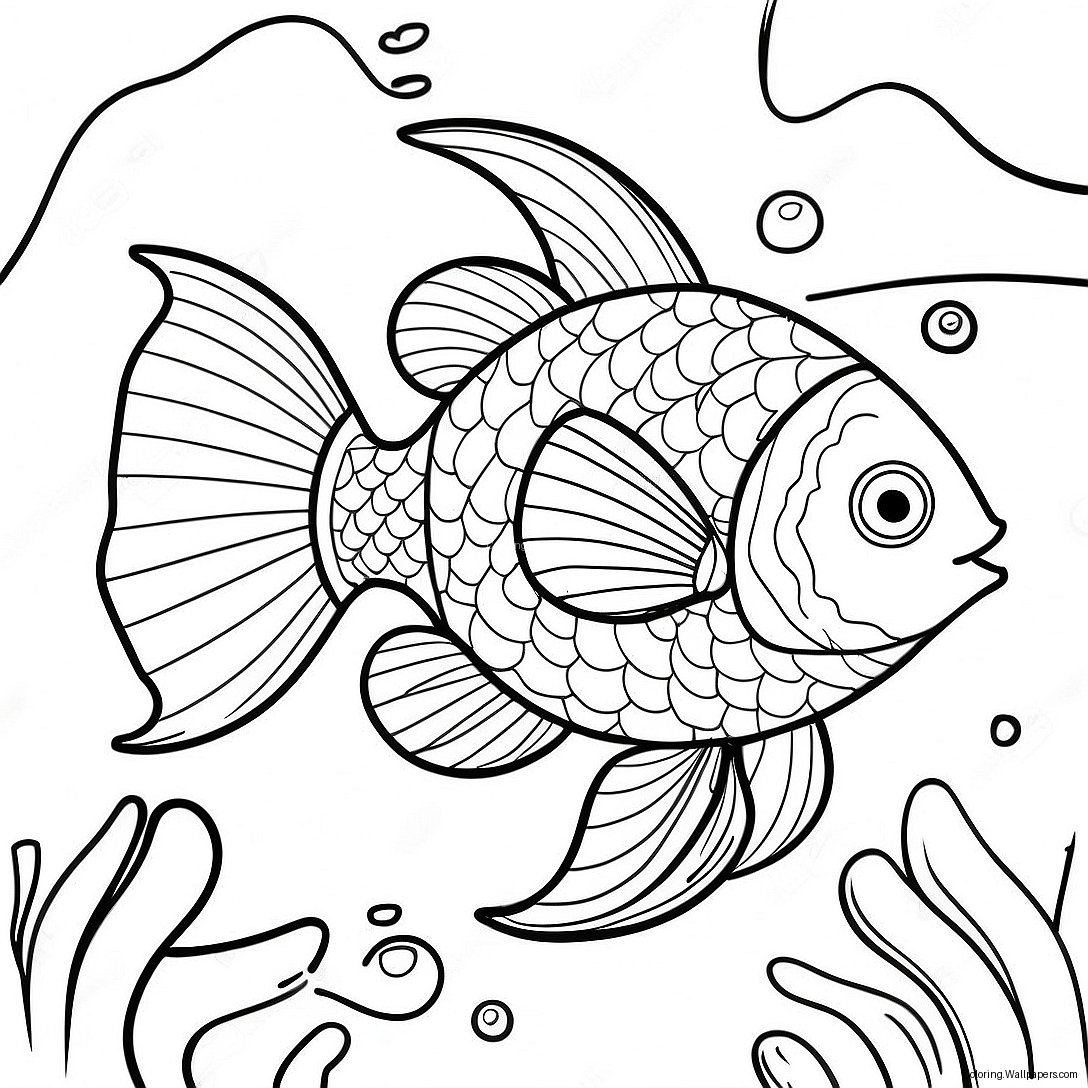 Colorful Slippery Fish Underwater Scene Coloring Page 39241