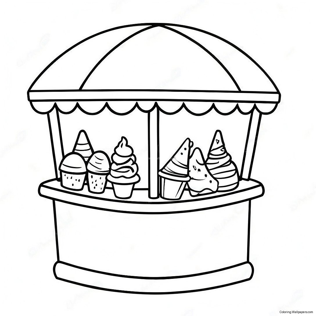 Colorful Snow Cone Stand Coloring Page 27753