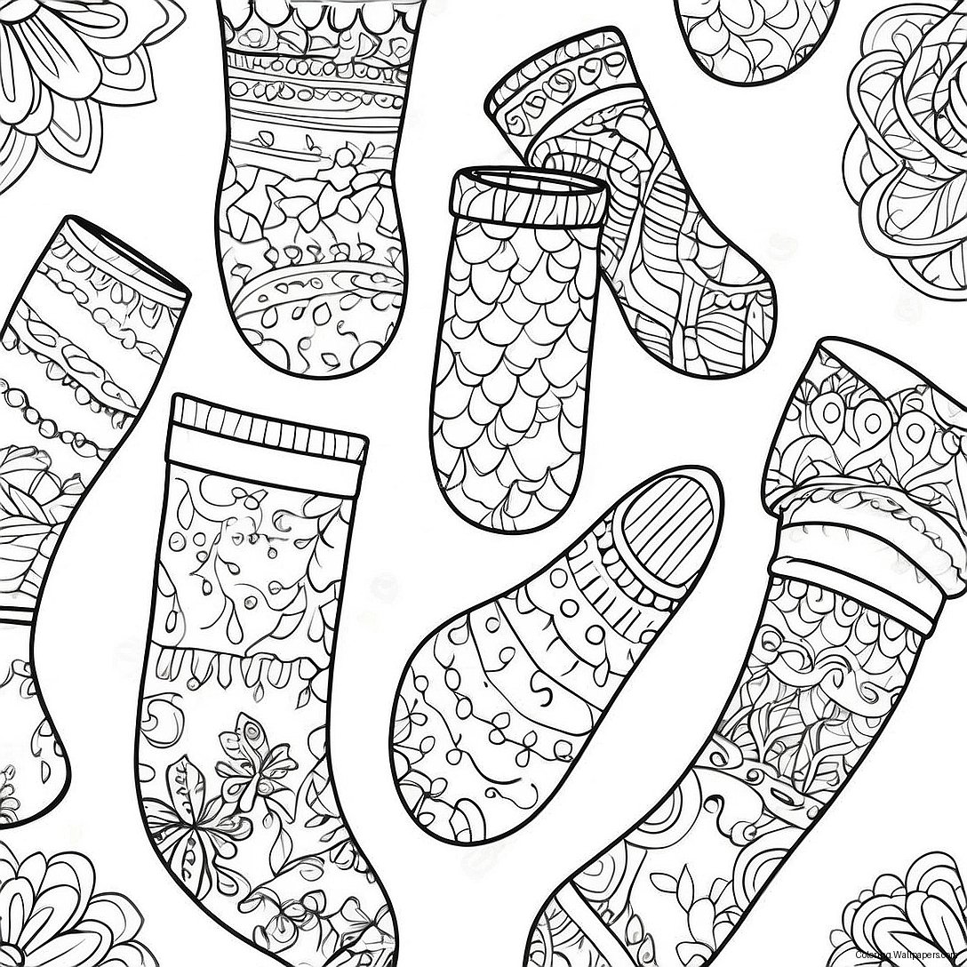 Colorful Socks Pattern Coloring Page 17093