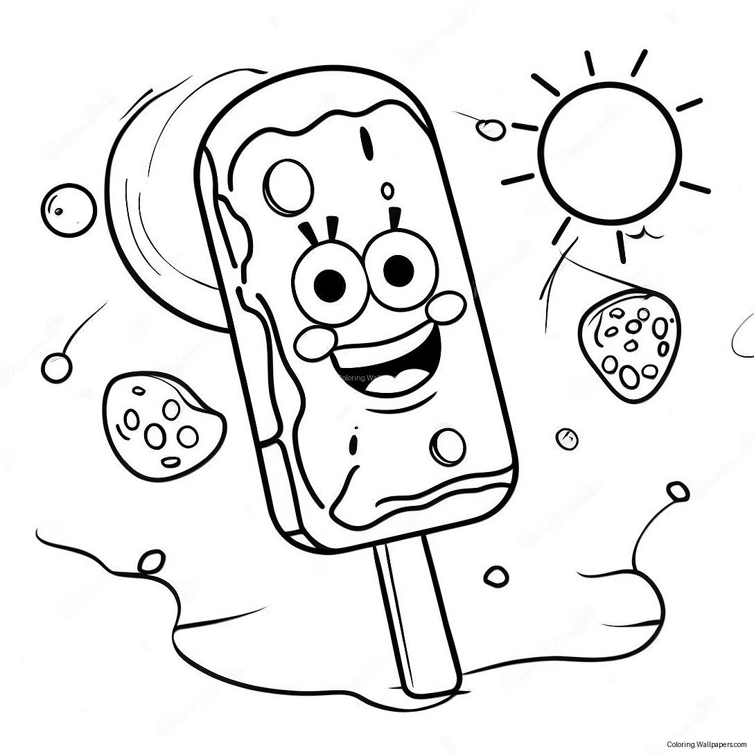 Colorful Spongebob Popsicle In The Sun Coloring Page 56456