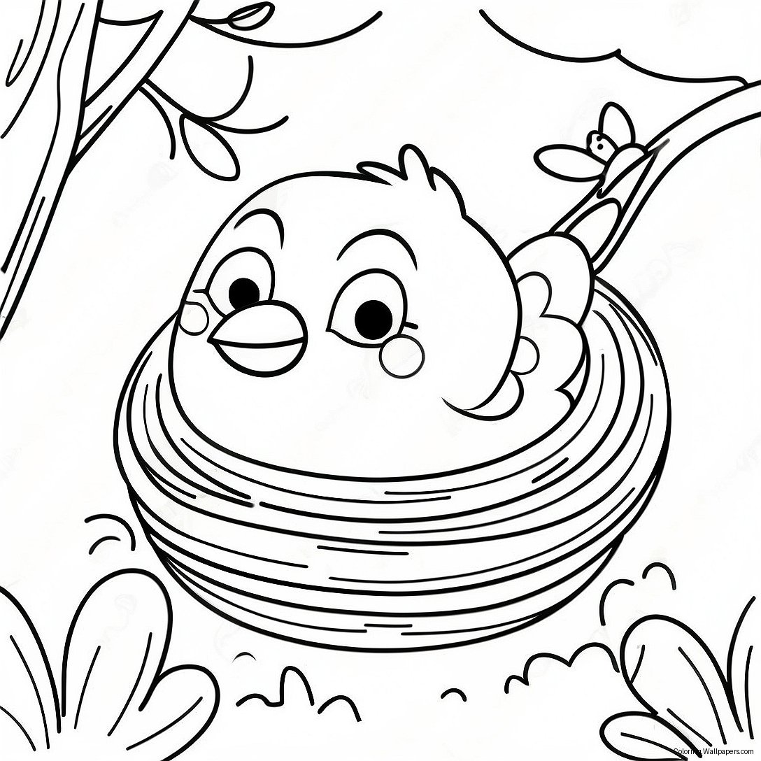 Colorful Spring Bird Nesting Coloring Page 43665