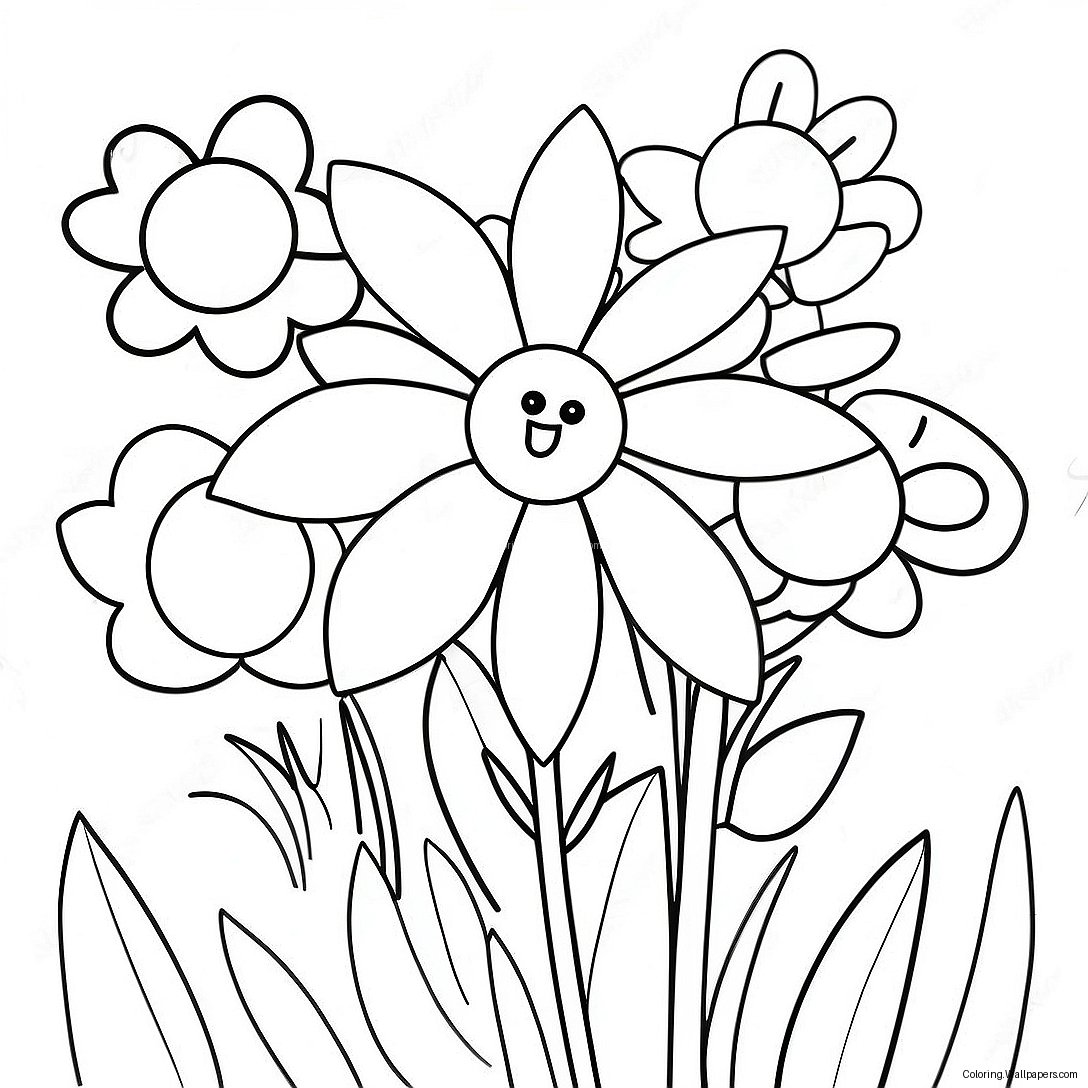 Colorful Spring Flowers Coloring Page 57646