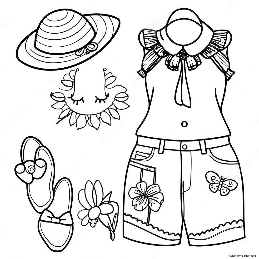 Colorful Summer Outfits Coloring Page 29836